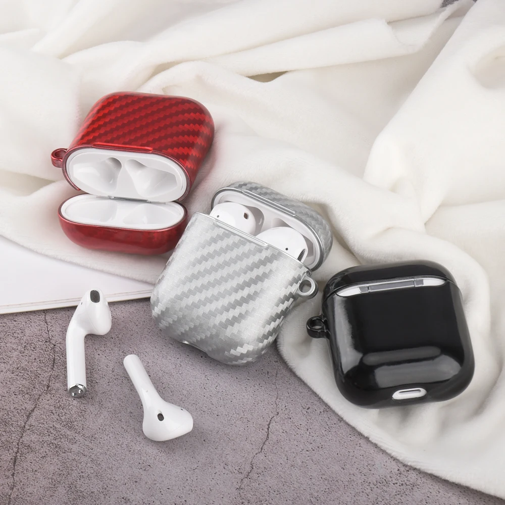 Для Airpods 1 2 Чехол для наушников из углеродного волокна Жесткий защитный чехол AirPods