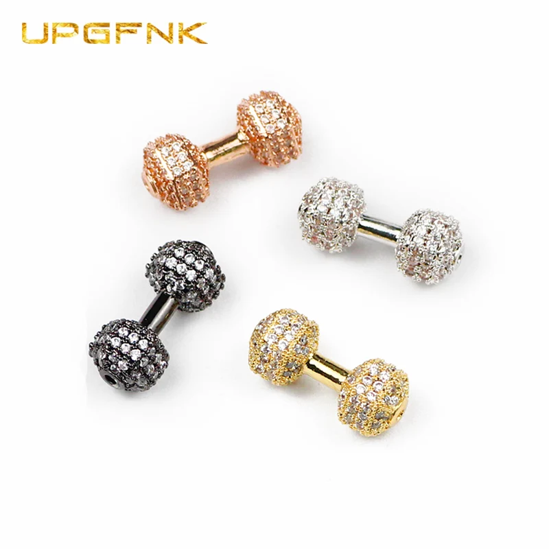 Белая Подвеска из циркона для тяжелой атлетики Гантели медные бусины спейсеры