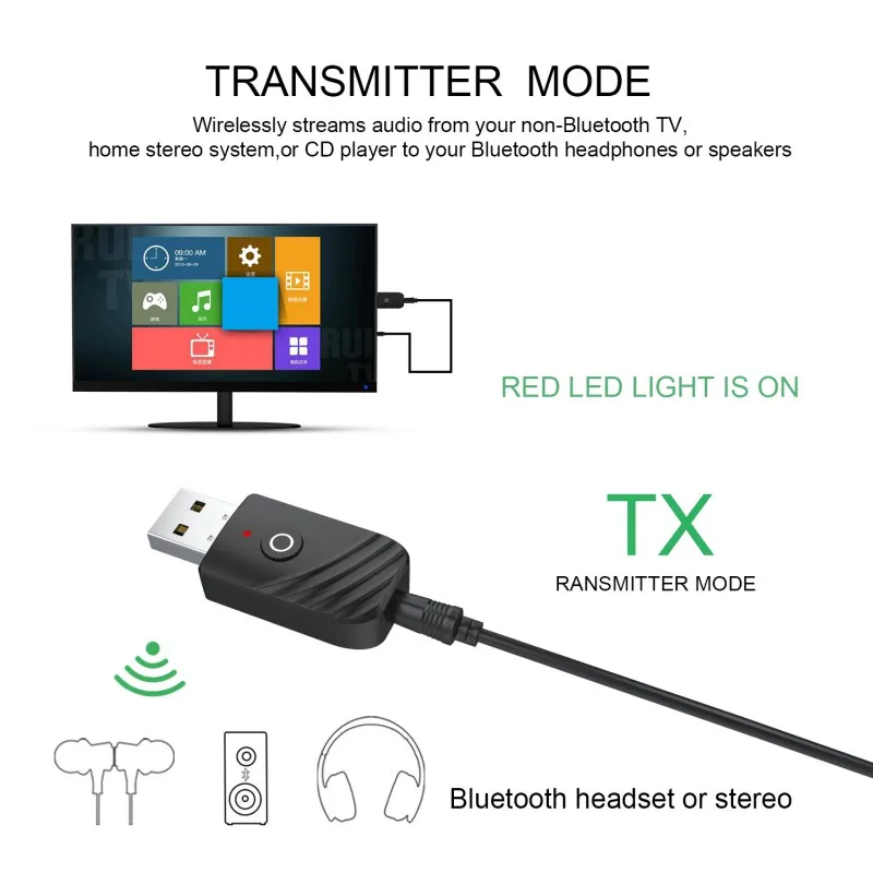 

3 In 1 USB Bluetooth 5.0 Adapter 3.5mm AUX Bluetooth Audio Receiver Transmitter For Car TV Speaker Wireless Dongle Adapter