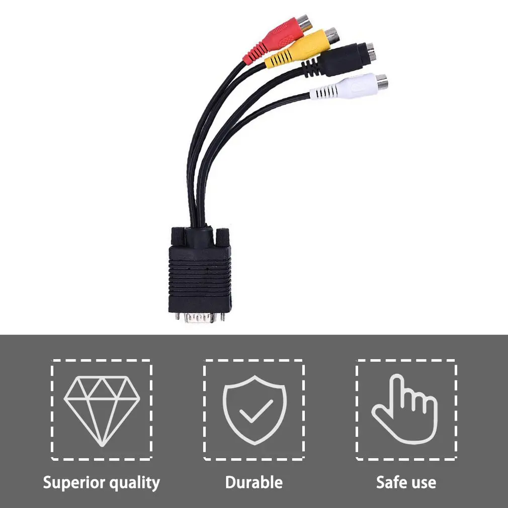 VGA SVGA к S video 3 RCA композитный AV ТВ конвертер адаптер кабель шнур для ПК Стандартный