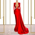 Красные женские вечерние платья с длинным рукавом, элегантная одежда для вечеринки, Ночные платья для особых случаев, маскарада, торжества, выпускного вечера CXF98