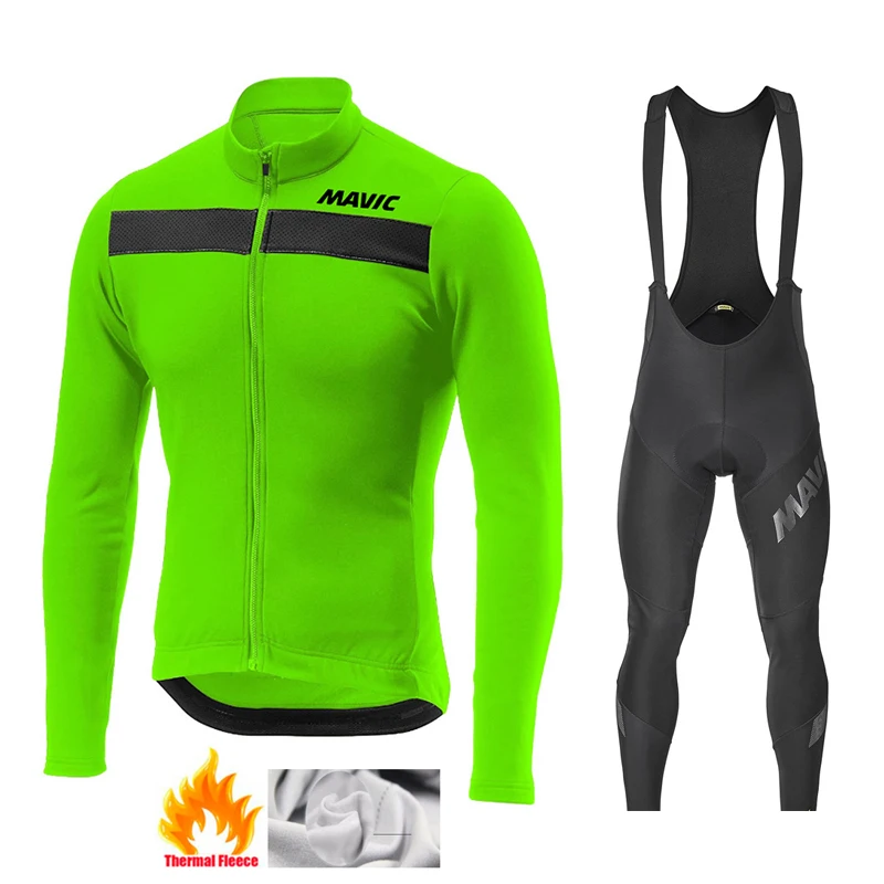 

2020 Mavic Winter Cycling Clothing Man Long Sleeve Jersey Set Thermal Fleece Maillot Ciclismo Road Bike Keep Warm Riding Full