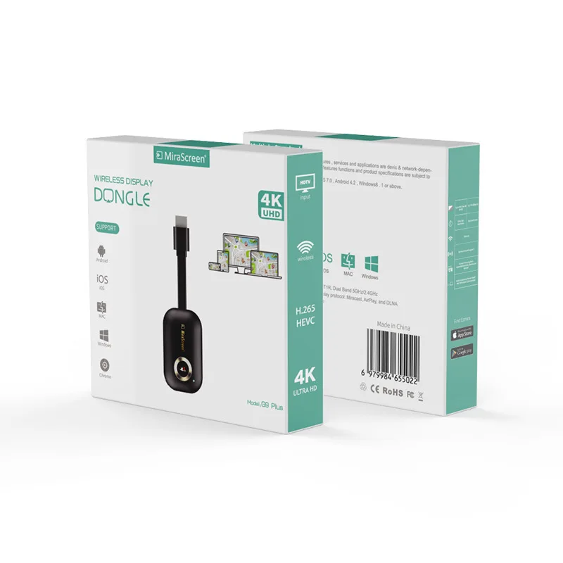 

4K MiraScreen G9 Plus 2.4/5G WiFi Display Dongle Receiver HD TV Stick PC DLNA AirPlay HDMI Android TV Stick
