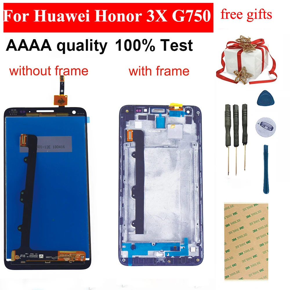 Для huawei Honor 3X G750 T01 T00 U10 Сенсорный экран планшета Сенсор Стекло + ЖК дисплей Дисплей