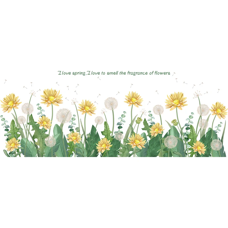 

[shijuekongjian] Sunflowers Wall Stickers DIY Dandelions Plants Wall Decals for Living Room Kids Bedroom Kitchen Home Decoration