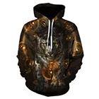 Толстовка с капюшоном для мужчин и женщин, модная худи с 3D принтом кота, в готическом стиле, уличная одежда в стиле панк, Осень-зима