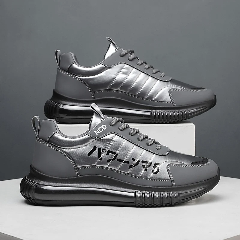 

Autumn Winter Designer Shoe For Men Black Gray Down men running shoes Luxury Brand Mens Jogging Sneakers Lace Up Men Sport Shoes