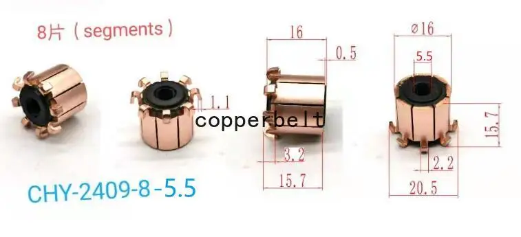 

5,5x16x15,7 (16)mm 8P 10-500 шт. зубы медный крюк Тип электрические коллектор двигателя