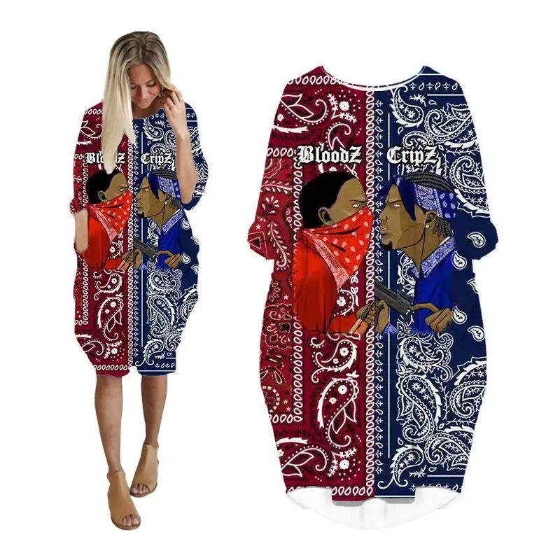 

Женское платье с длинным рукавом, с 3D-принтом