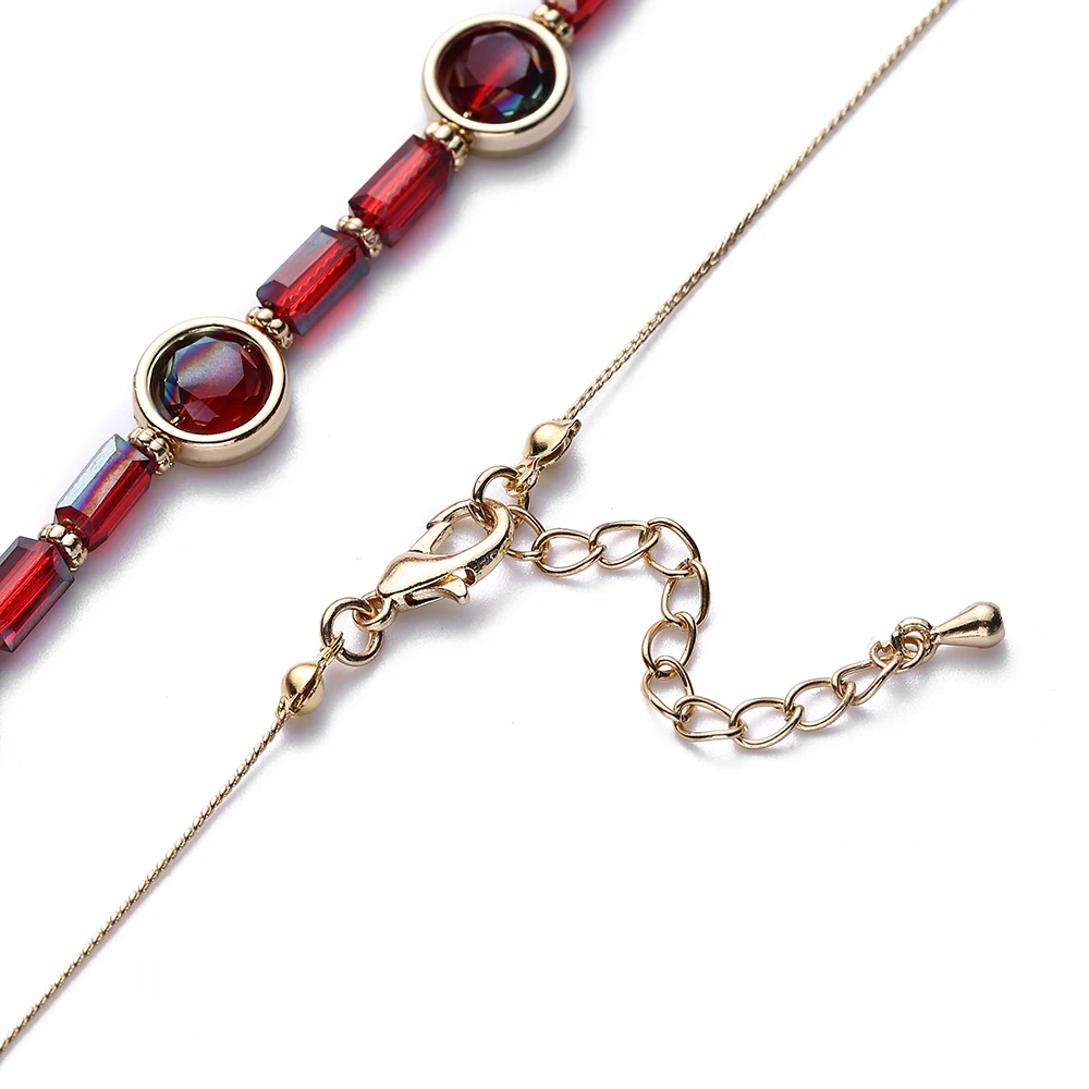 Модное изящное ожерелье из бисера с кристаллами 4 цвета простой стиль позолота