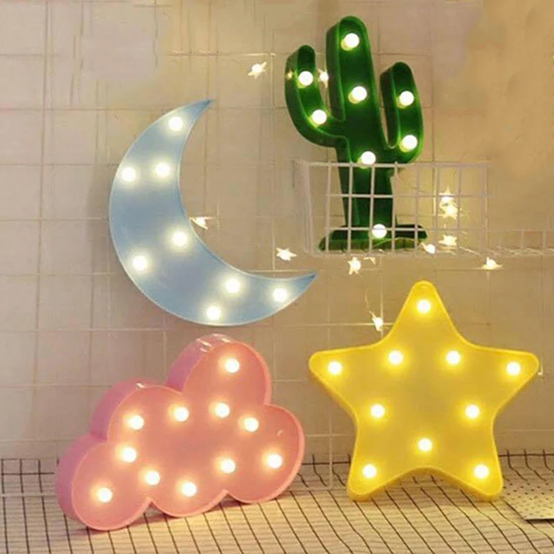 Модный светодиодный ночник милая звезда Луна настенный Настольный светильник