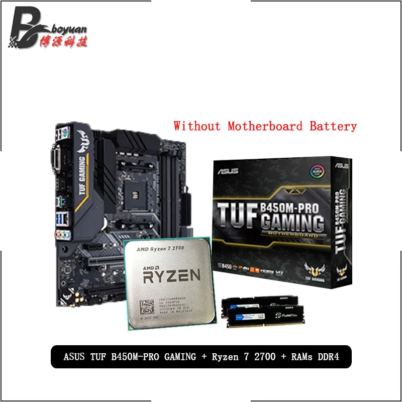 AMD Ryzen 7 2700 R7 CPU + Asus TUF B450M PRO игровая материнская плата Pumeitou DDR4 2666 МГц RAMs подходит для