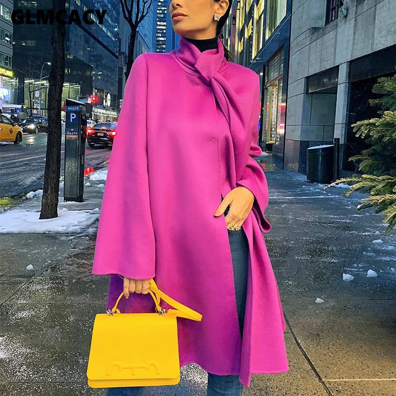 Женская Длинная блузка с длинным рукавом и завязками на шее топ разрезом осенняя