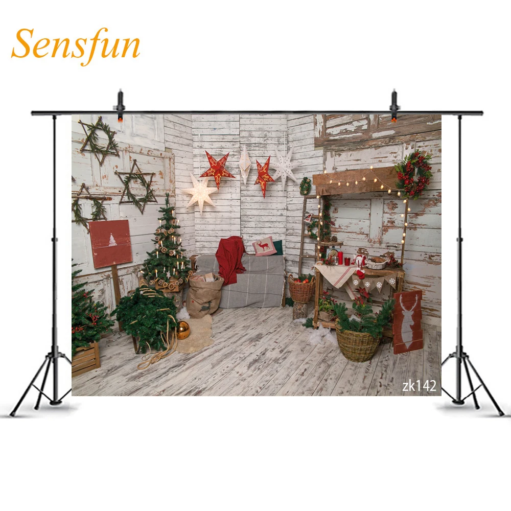 

LEVOO Photo Backdrop New Year Decor Christmas Trees Wreath Photography Background Photo Shoot Photozone Studio Props Fabric