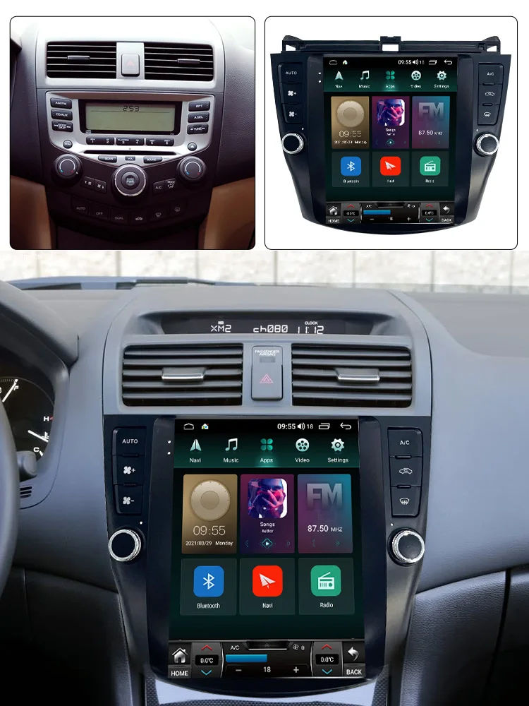 Автомобильный мультимедийный плеер Tesla Style Android 11 6 + 128G для Honda Accord 7 2003 2008 GPS