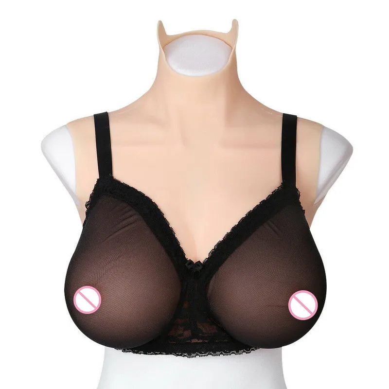 3700g Full Silicone Breast Forms Soft Plump HH Cup Crossdresser Large Fake Boobs Black Bra Lingerie Transgender Mastectomy Bra