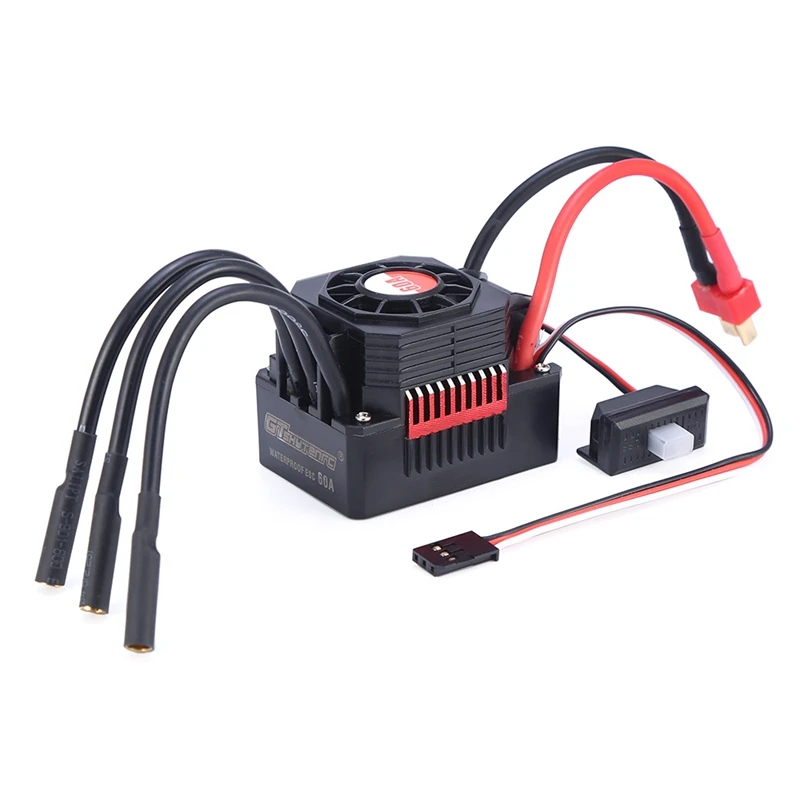 

GTSKYTENRC Waterproof 60A ESC Electric Speed Controller for RC 1/10 1/12 RC Car 3660/3670 Brushless Motor