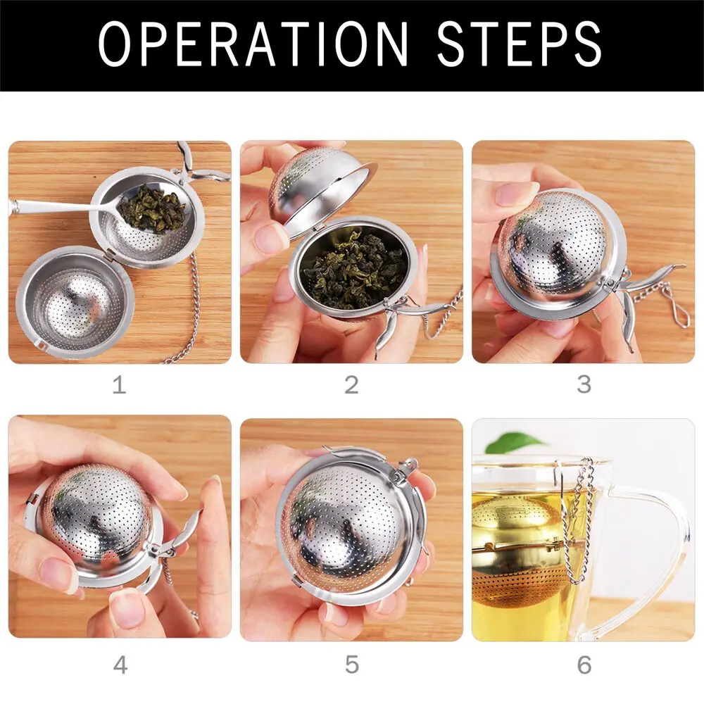 

2pcs Stainless Steel Loose Mesh Ball Tea Leaf Strainer Infuser Herb Spice Filter Kitchen Accessories