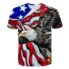 Новинка лета футболки с 3D животными Мужская рубашка с коротким рукавом и американским флагом хип-хоп Забавный уличный топ с летящим орлом