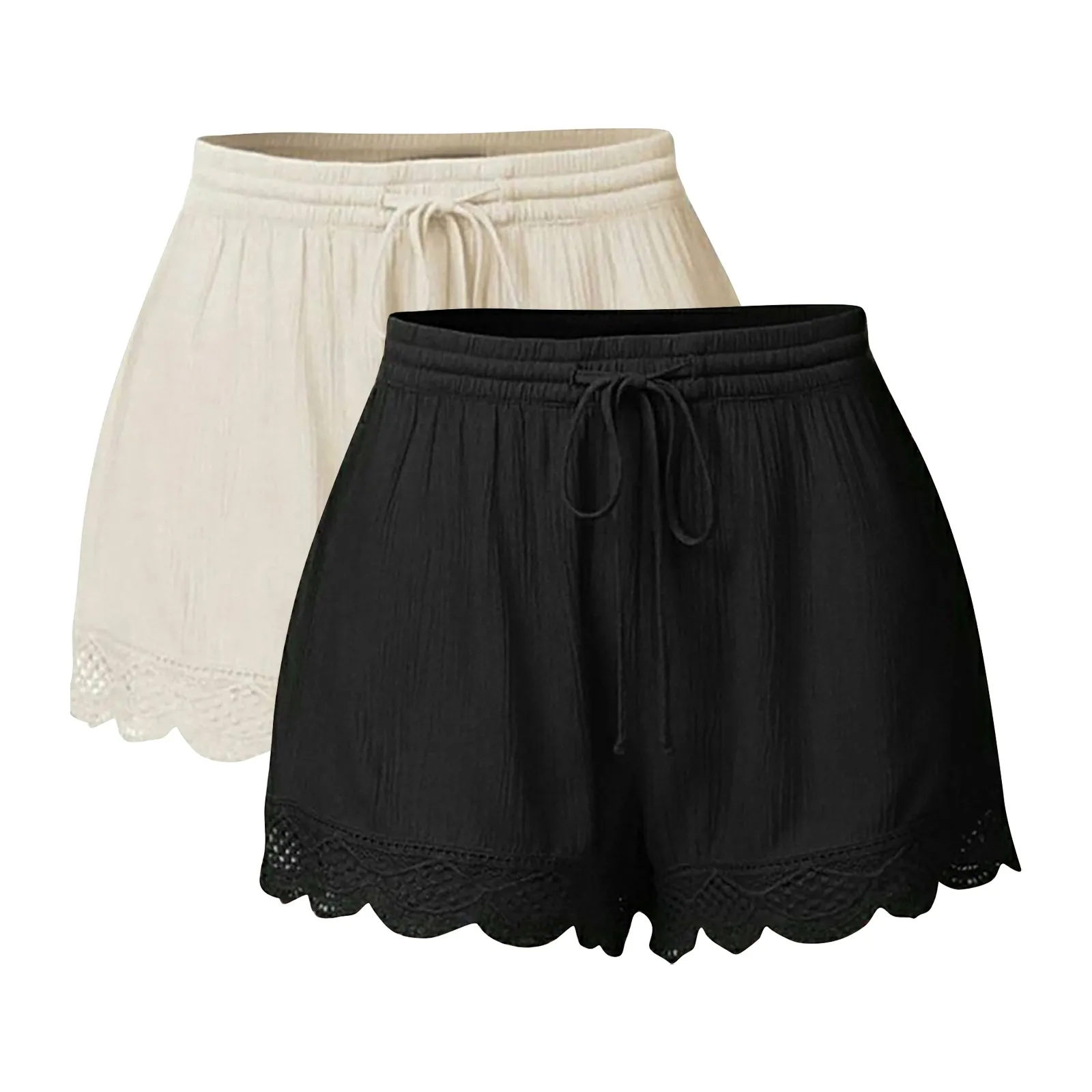 

2pc Fashion Womens Shorts Summer Short Femme Sexy Lace Plus Size Rope Tie Shorts Sport Leggings Trousers Summer Shorts Feminino
