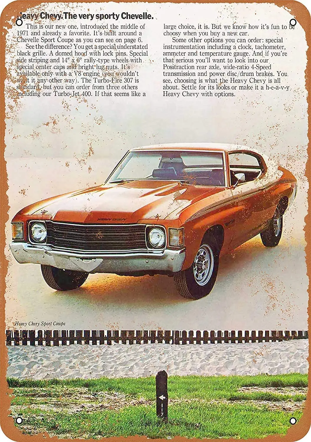 

1971 Heavy Chevy Chevelle 12 X 8 Inches Retro Metal Tin Sign - Vintage Art Poster Plaque