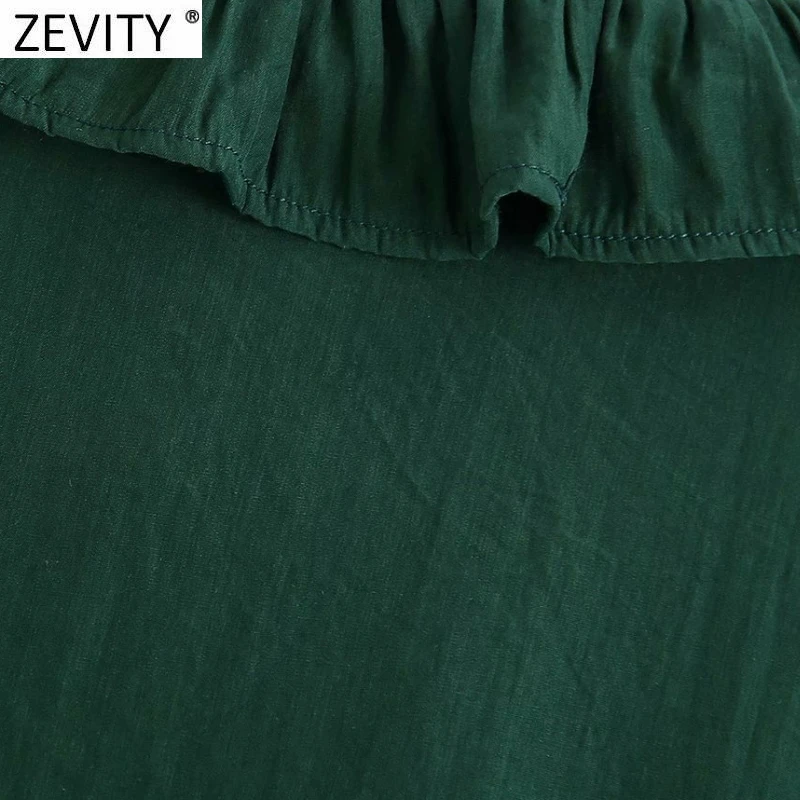 Zevity 2021 женская блузка в романтическом стиле с оборками однотонный пуловер
