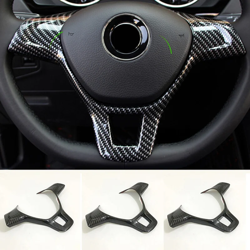 

For Tiguan MK2 2017 2018 ABS Carbon Fibre Steering Wheel Decoration Cover Trim accessories car styling 1pcs