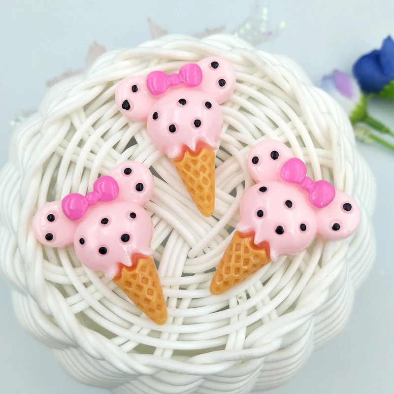 20pcs Mini Mickey Ice Cream Resin Flatback Cabochons Accessories For Hair Clothing Shoes Planar DIY Home Decoration | Дом и сад