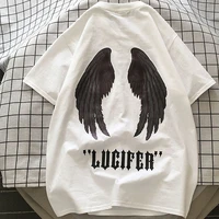 2021 new funny wings print t shirt oversized loose vintage casual hot sale clothes harajuku fitness hip hop unisex black tops