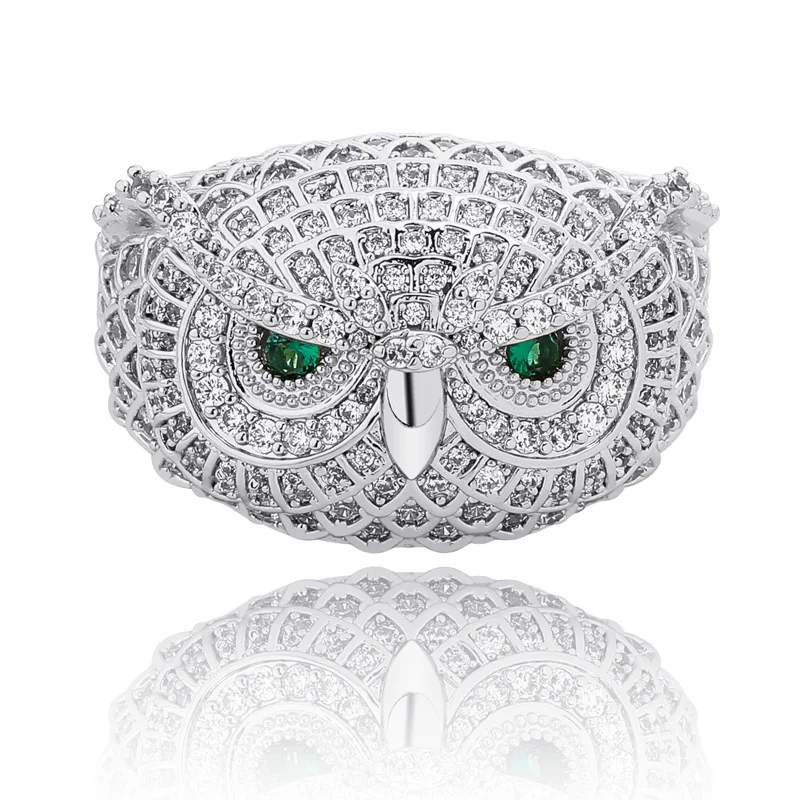 

Owl Gemstone Gold Plated Ring Personality Hip-Hop Hipster Men's Ring