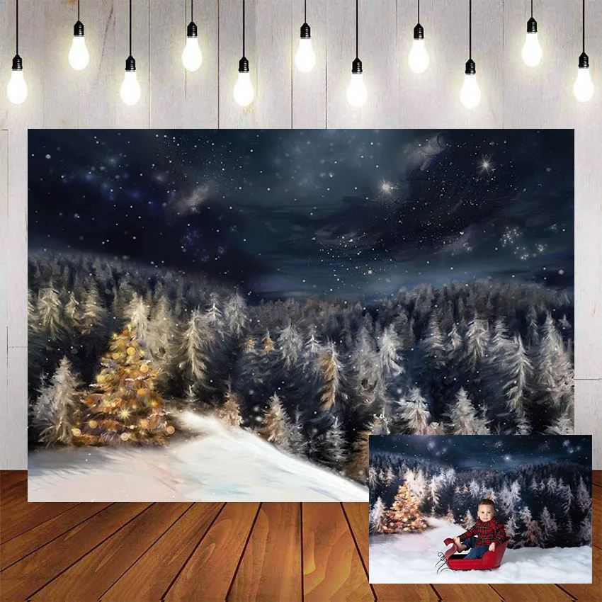 Фон для фотосъемки Mehofond Зимний лес Рождество снег детский душ день рождения