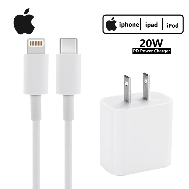 

Original Apple 20W USB-C Power Adapter Charger US EU Plug Fast Charger Adapter For iPhone 8 Plus X XS 11 12 Mini Pro Max