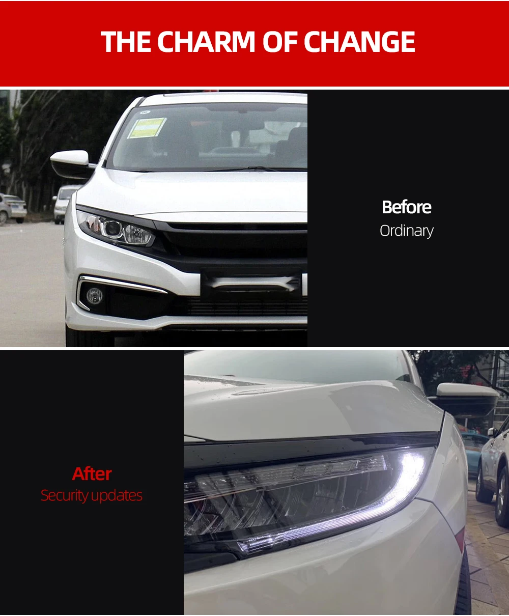 1 пара автомобилей головной светильник для Honda Civic 10th HID светодиодный головной светильник s с движущимися поворота светильник налобный фонарь светодиодный DRL Передняя лампа