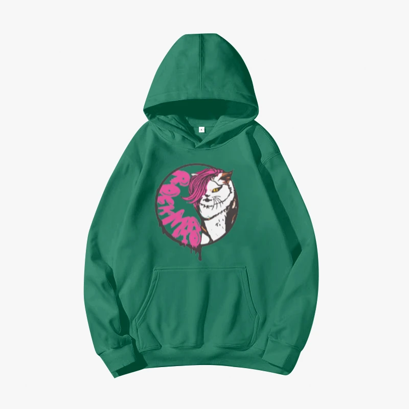 

Fashion Cotton Rock Cat Hoodies Sweatshirts Harajuku Long Sleeve Pockets Hooded Tops Autumn Winter Casual Streetwear Clothes