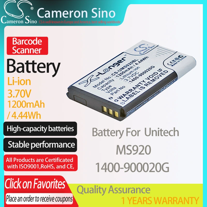 CameronSino Батарея для Unitech MS920 подходит 1400-900020G штрих-кода аккумулятор сканера 1200 | Отзывы и видеообзор