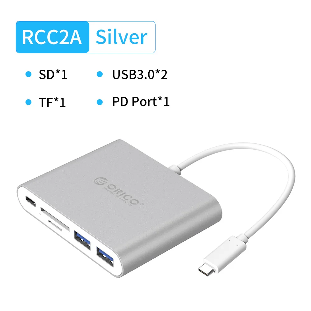 RCC2A Sliver ORICO usb-хаб USB C к HDMI VGA type-C PD зарядный адаптер док-станция для MacBook Pro/huawei аксессуары type C USB 3,0 разветвитель концентратор - Цвет: RCC2A Sliver
