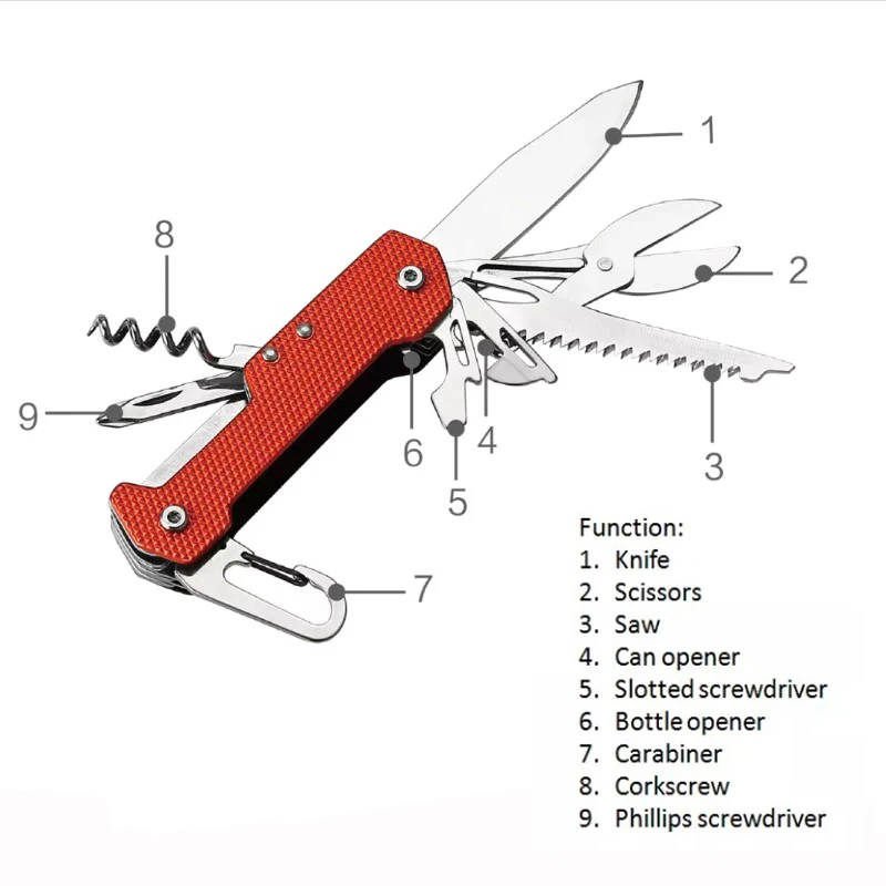 Functional Swiss 91mm Folding Knife Stainless Steel Multi Tool Army Knives Pocket Hunting Outdoor Camping Survival Knives