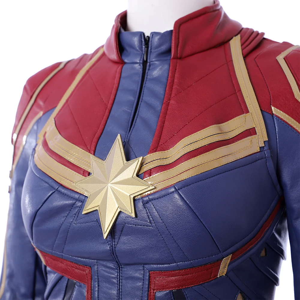 MMGG Хэллоуин капитан, для косплея Marvel Carol Danvers Косплей Костюм кожаный комбинезон высокого качества изготовление под заказ размер