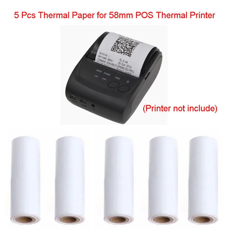 

5 рулонов/Лот, 57x30 мм, рулон термальной чековой бумаги для мобильного термального принтера, 58 мм