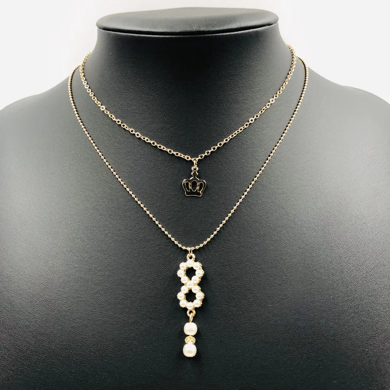 Женское двойное ожерелье с подвеской в виде короны|Ожерелья подвеской| |