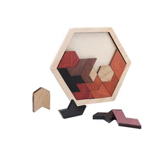 colourful hexagonal wooden geometric shape jigsaw puzzles board toys educational intelligence toys