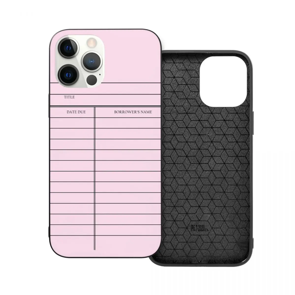 

Vintage Library Card Pink PC Glass TPU Phone Case for iPhone 12 11 Xs Xr X Pro Max Mini 7 8 Se2 Plus 6 6S
