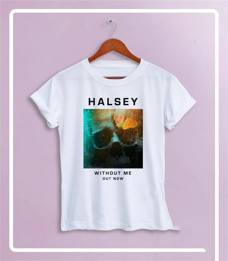 Новинка Halsey без меня новая футболка S Xxl хлопок 3 цвета США размер Em1 тренажерные