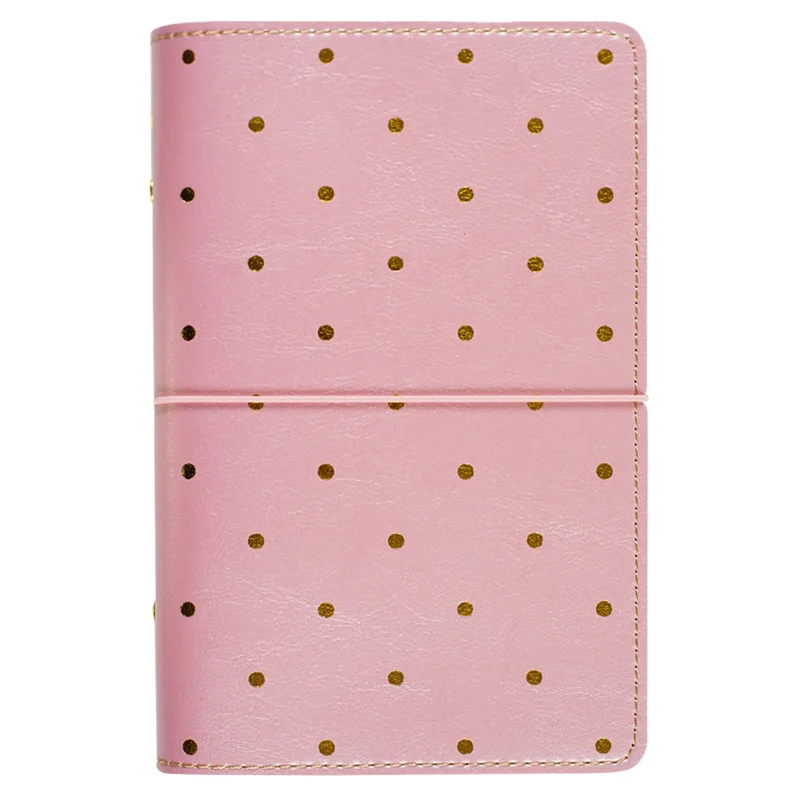 B dot Pink А5 А6 каваи кожаный блокнот путешественники записная книжка портативный дневник в горошек блокнот планировщик список дел Органайзер кадерно - Color: B dot Pink