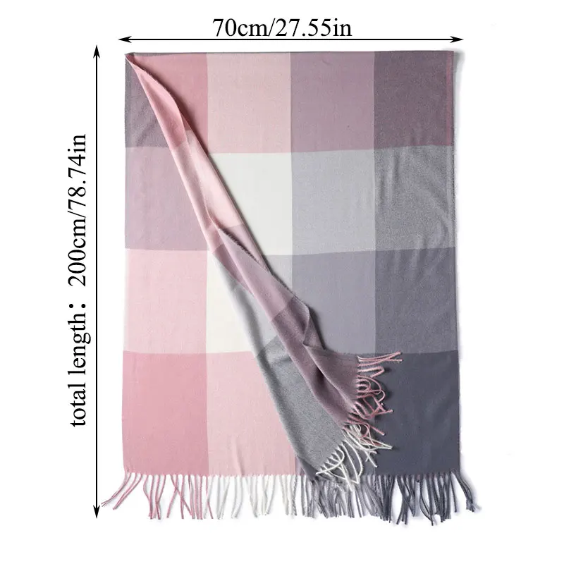 

Winter Scarf 200cm*70cm Tassels Scarves Pashmina Shawls Female Foulard Hijab Plaid Cashmere Long Soft Head Scarves