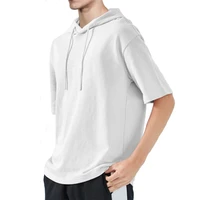 mens swag hem hip hop hoodies side zipper high street tops hooded men solid casual short sleeved streetwear hoodies men