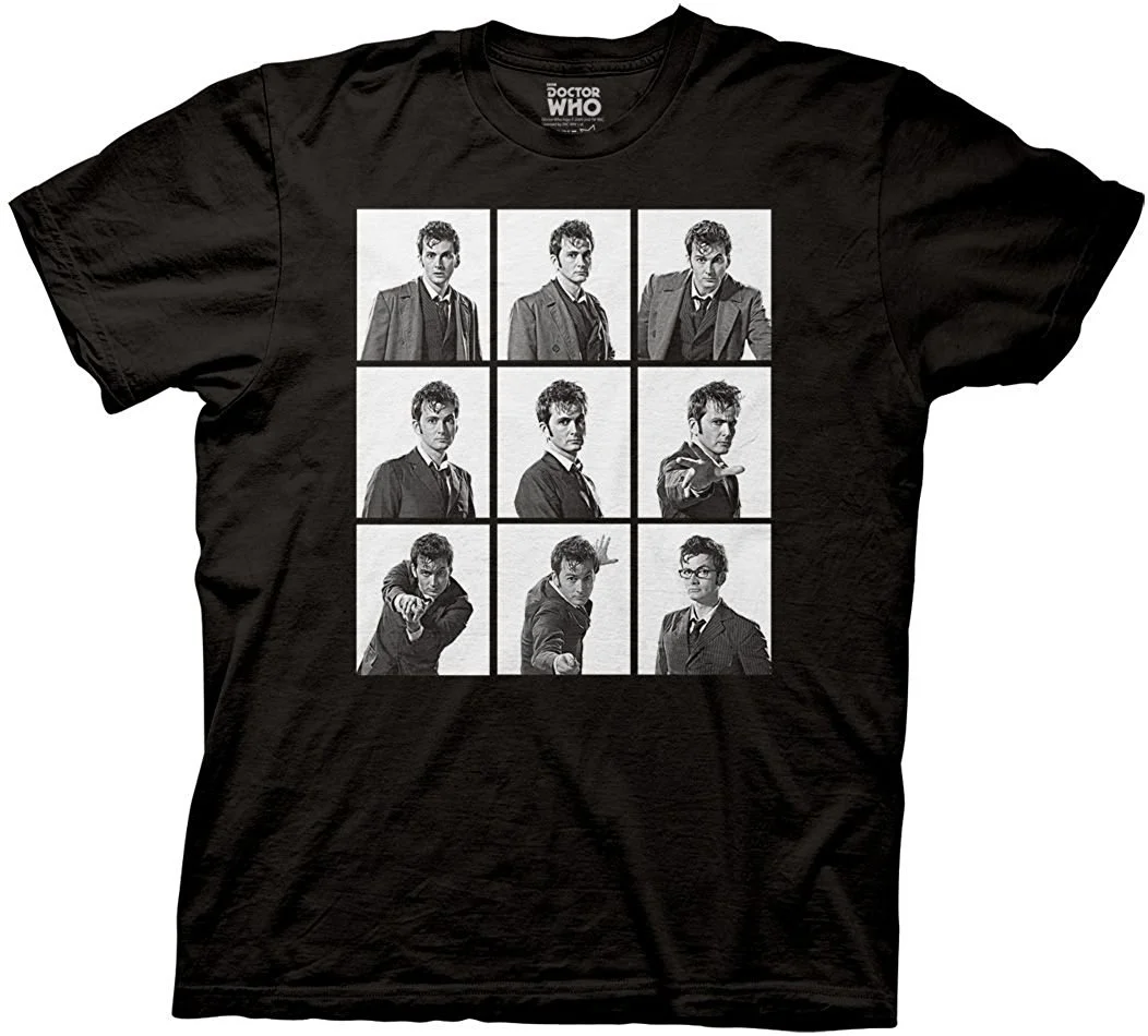Мужская футболка Доктор Кто лица Tennant десятая взрослая забавная новинка wo для