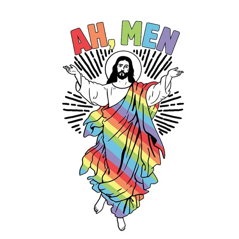 

RuleMyLife 8.7CM*15CM Funny Ah Men GAY Jesus PVC Motorcycle Car Sticker 11-00379