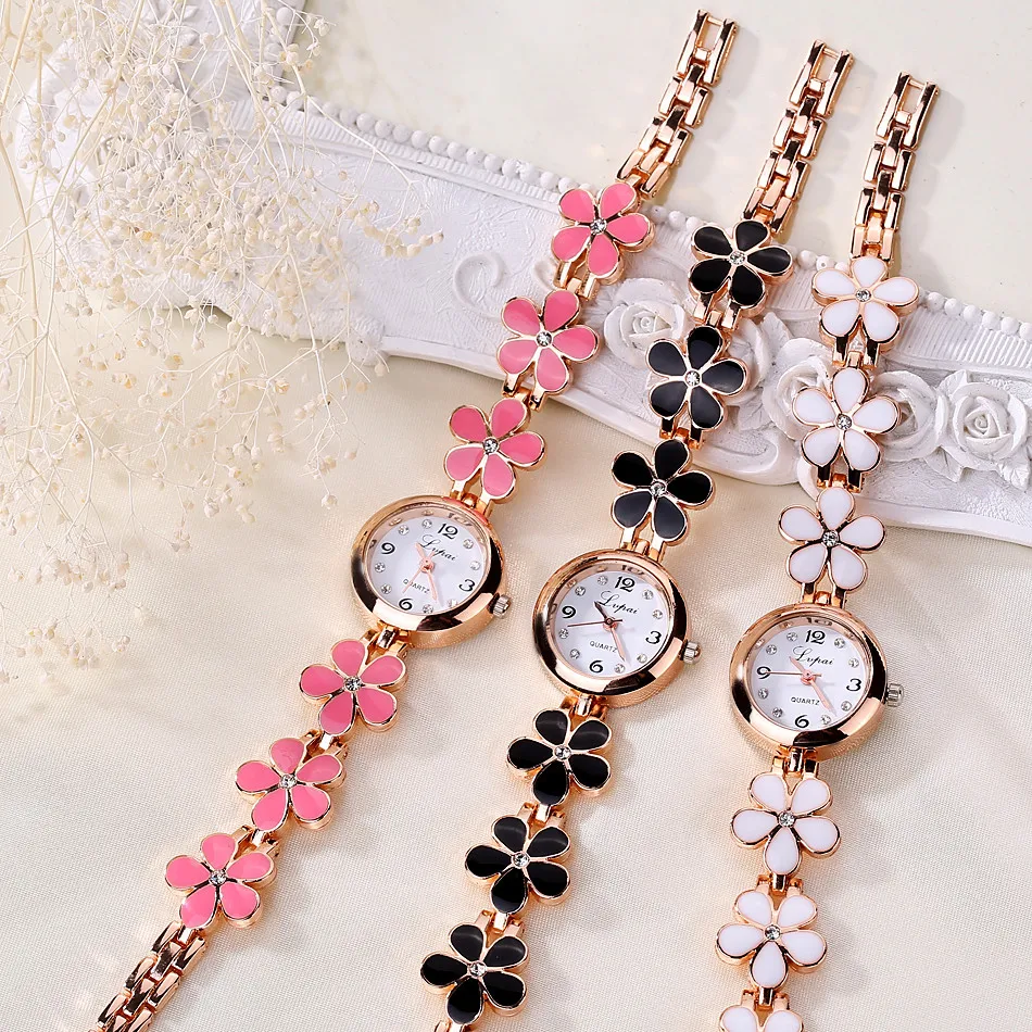 Модные маленькие женские часы 2021 роскошный браслет стразы с цветами из