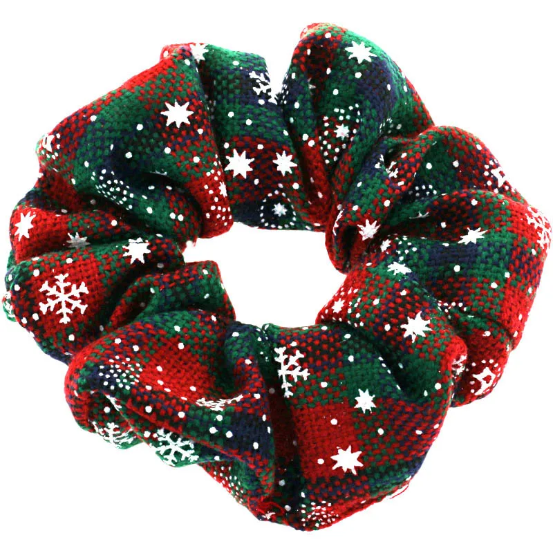 

50pcs lot Christmas Plaid Hair Ring Xmas Check Fabric Hair Tie DOM1061703